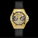 Guess Asteria Multifunction Gold Dial Black Rubber Strap Watch For Women - GW0620L2