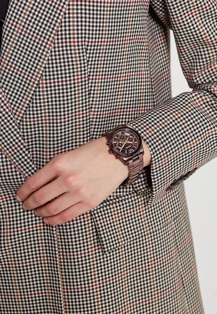 Fossil Perfect Boyfriend Multifunction Maroon Dial Maroon Steel Strap Watch for Women - ES4110