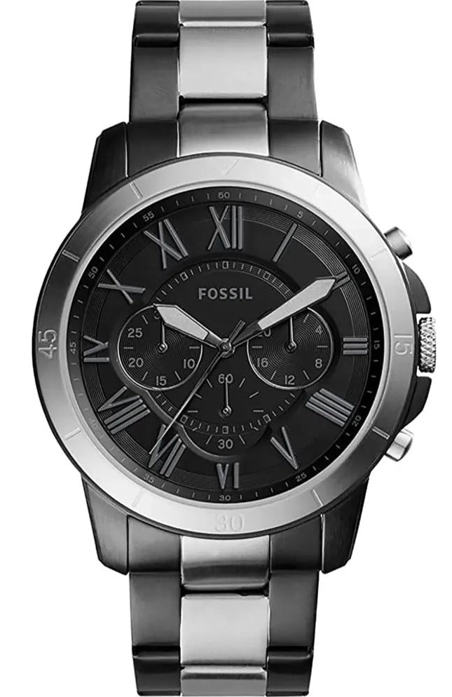 Fossil Grant Chronograph Black Dial Two Tone Steel Strap Watch for Men - FS5269