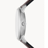 Fossil Neutra Minimalist Moonphase Silver Dial Brown Leather Strap Watch for Men - FS5905