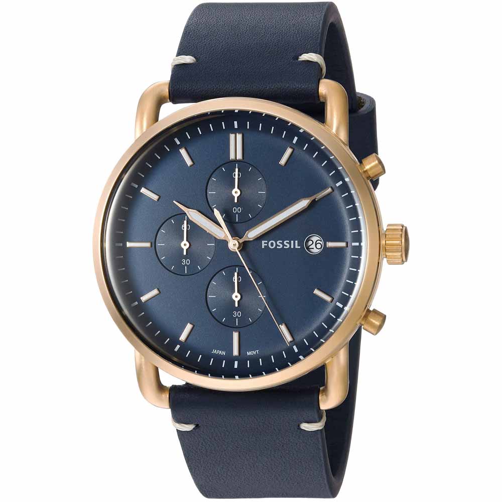 Fossil The Commuter Blue Dial Blue Leather Strap Watch for Men - FS5404