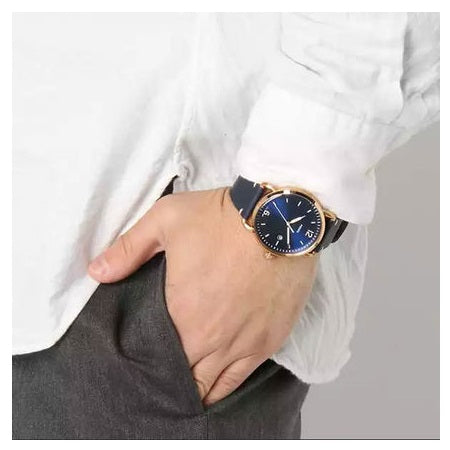 Fossil The Commuter Blue Dial Blue Leather Strap Watch for Men - FS5404