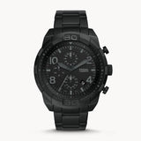 Fossil Bronson Chronograph Black Dial Black Steel Strap Watch for Men - FS5712