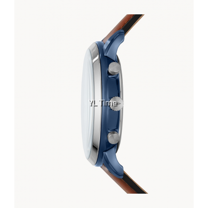 Fossil Neutra Chronograph Blue Dial Brown Leather Strap Watch for Men - FS5791