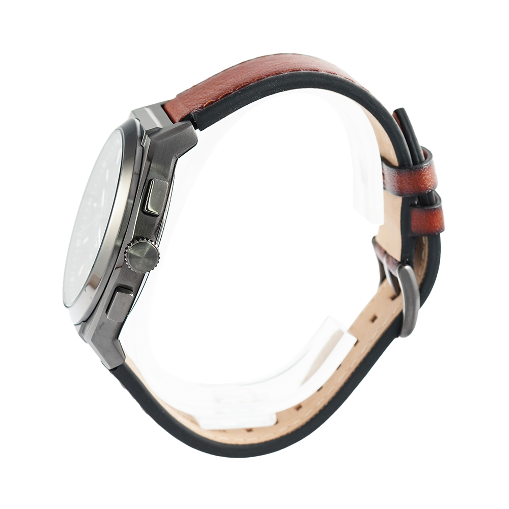 Fossil Everett Chronograph Grey Dial Brown Leather Strap Watch for Men - FS5799