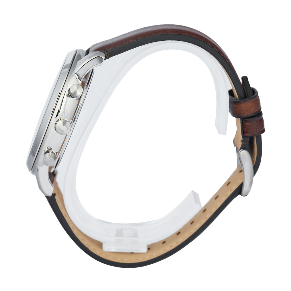 Fossil Neutra Chronograph White Dial Brown Leather Strap Watch for Men - FS6022