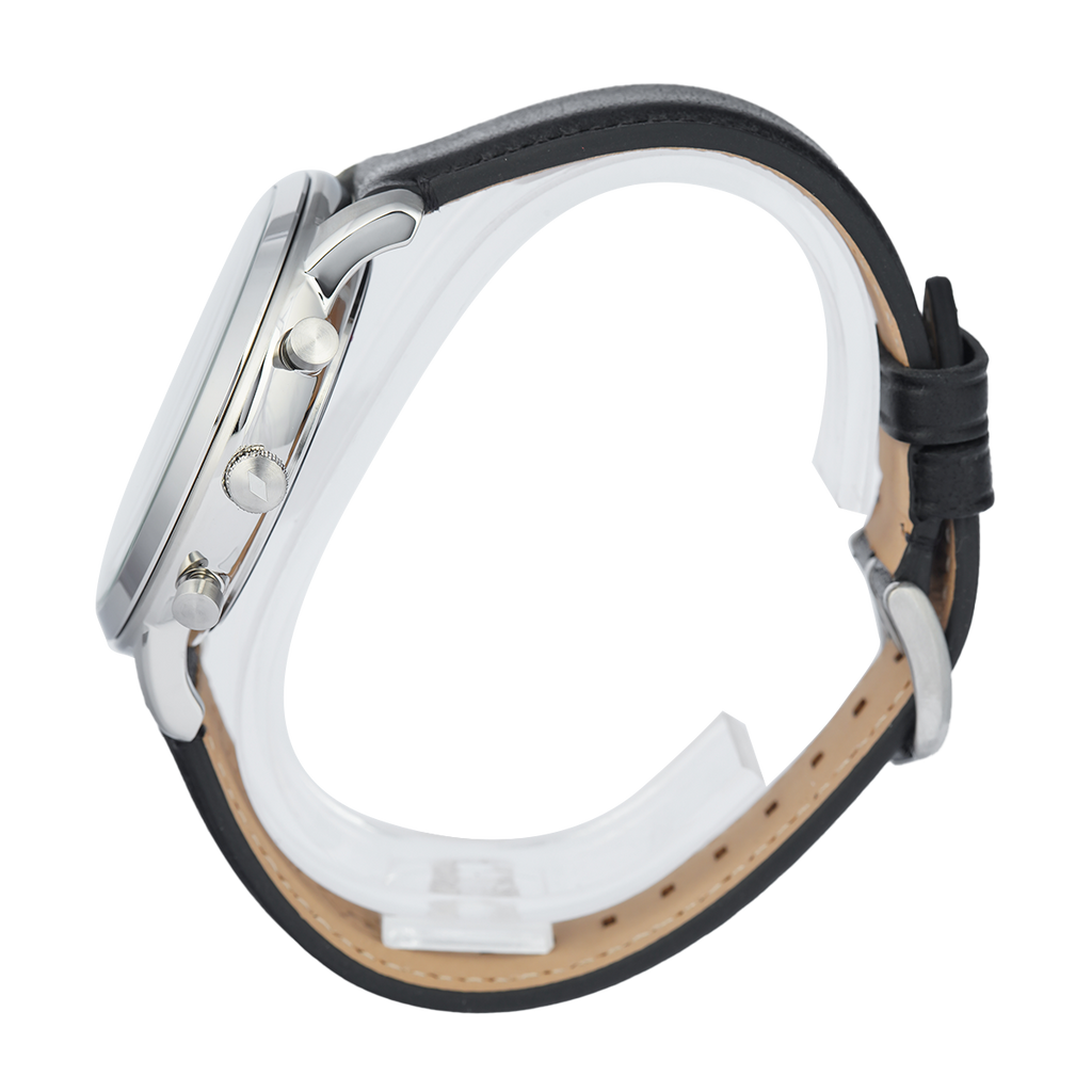 Fossil Neutra Chronograph White Dial Black Leather Strap Watch for Men - FS6023