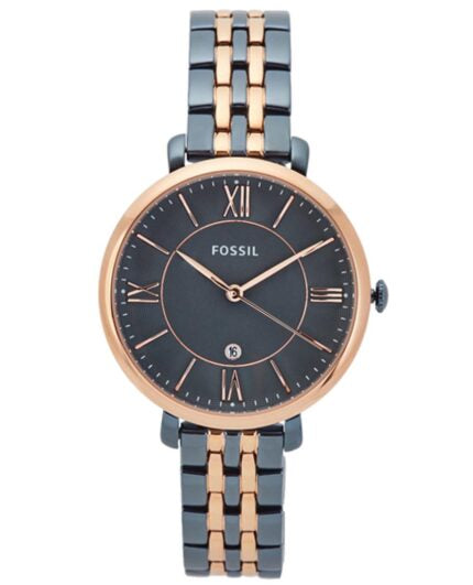 Fossil Jaqueline Grey Dial Two Tone Steel Strap Watch for Women - ES4321