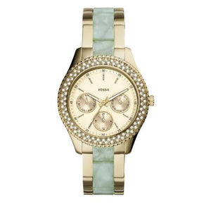 Fossil Stella Multifunction Gold Dial Two Tone Steel Strap Watch for Women - ES4757