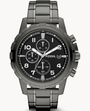 Fossil Dean Chronograph Black Dial Black Steel Strap Watch for Men - FS4721