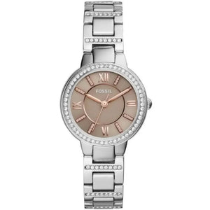 Fossil Virginia Taupe Dial Silver Steel Strap Watch for Women - ES4147