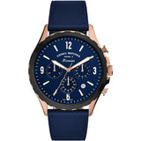 Fossil Forrester Chronograph Blue Dial Blue Leather Strap Watch for Men - FS5814