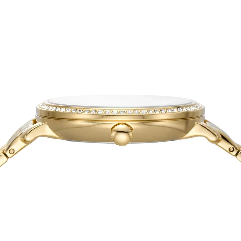 Fossil Jacqueline Moonphase Mother of Pearl Dial Gold Steel Strap Watch for Women - ES5167