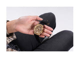 Guess Princess Crystals Gold Dial Black Silicone Strap Watch For Women - GW0439L2
