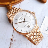 Tissot T Classic Carson Premium Automatic White Dial Rose Gold Steel Strap Watch for Men - T122.407.33.031.00