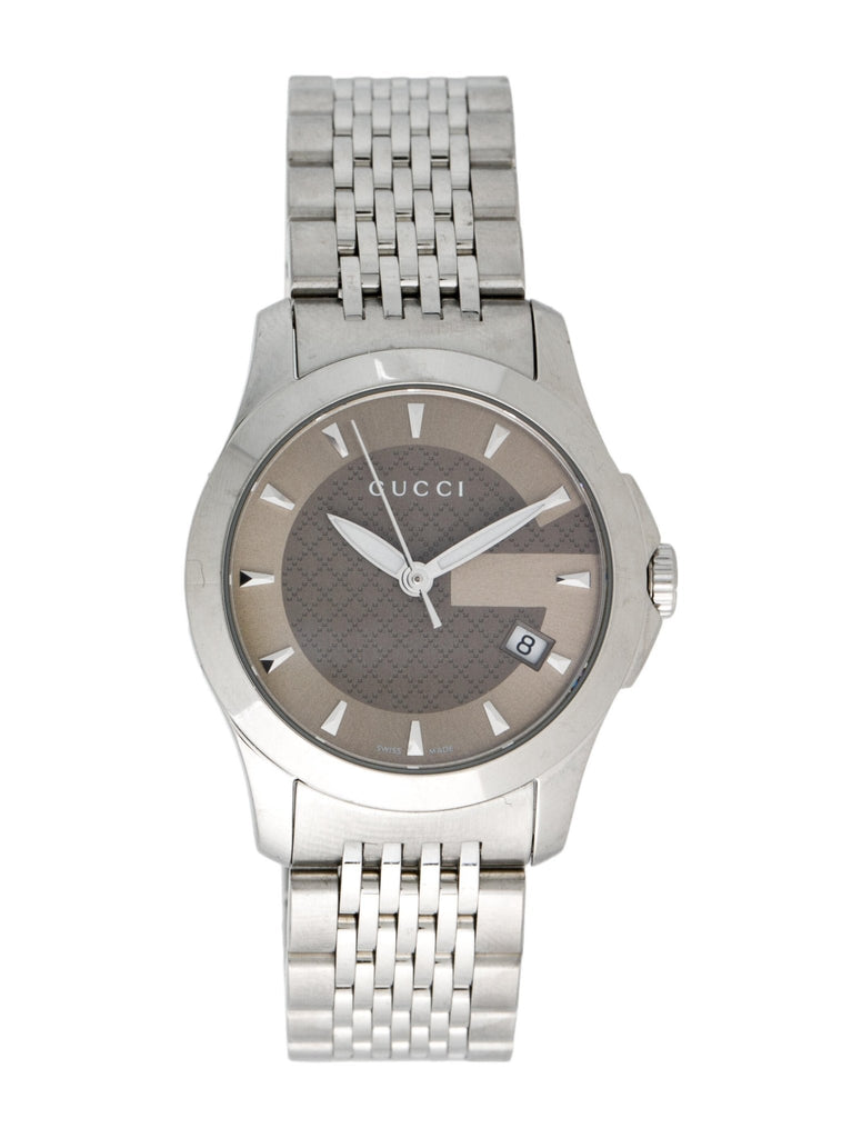 Gucci G Timeless Brown Dial Silver Steel Strap Watch For Women - YA126503