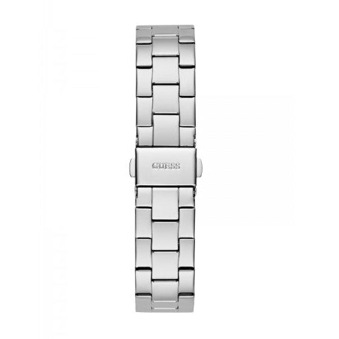 Guess Cubed Analog Silver Dial Silver Steel Strap Watch For Women - GW0606L1