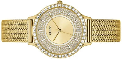 Guess Soiree Diamonds Gold Dial Gold Mesh Bracelet Watch for Women - GW0402L2