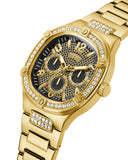 Guess Duke Glitz Crystals Gold Dial Gold Steel Strap Watch For Men - GW0576G2