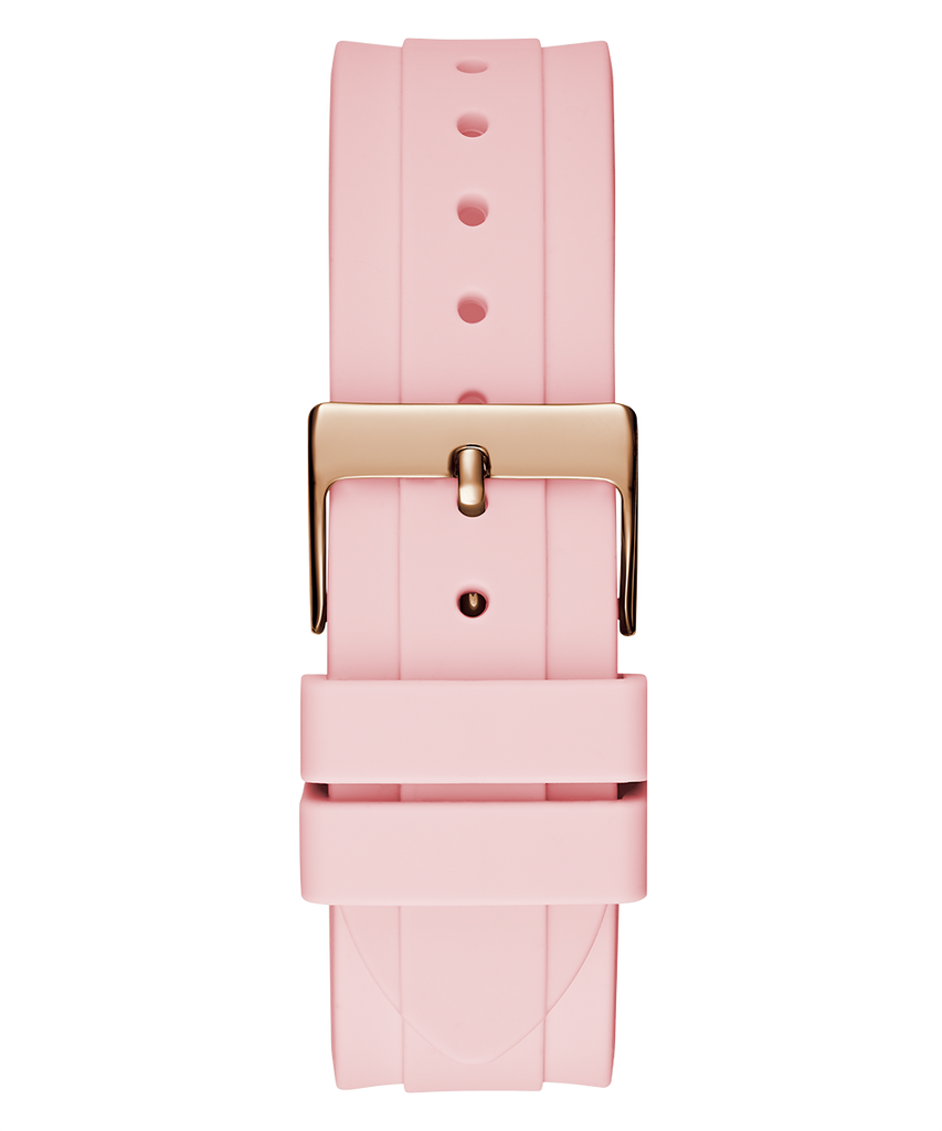 Guess Sparkling Chronograph Crystals Pink Dial Pink Silicone Strap Watch For Women - GW0032L4