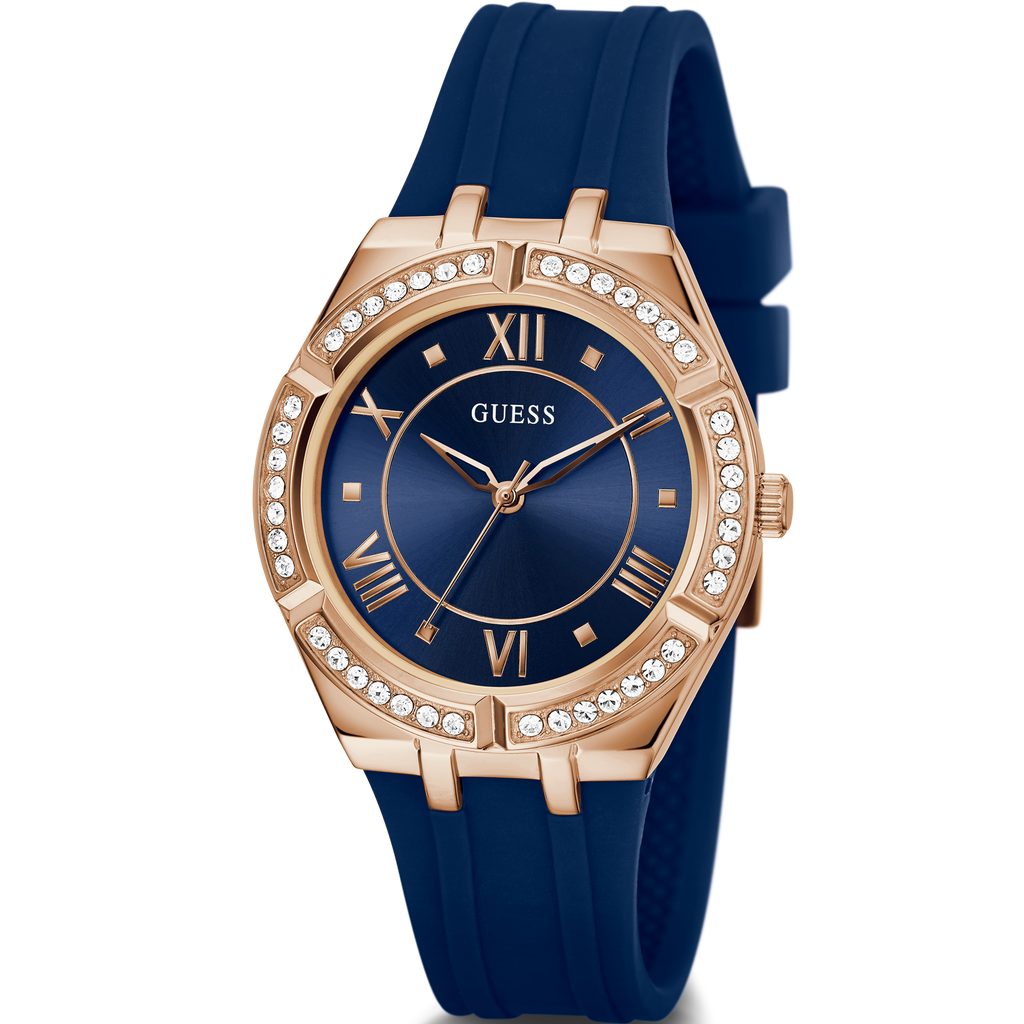 Guess Cosmo Diamonds Blue Blue Dial Blue Silicone Strap Watch for Women - GW0034L4