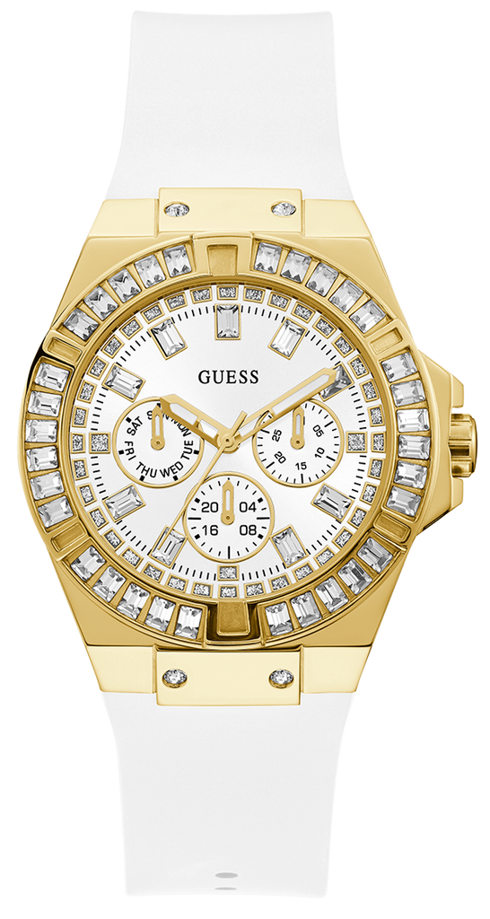 Guess Venus Diamonds White Dial White Rubber Strap Watch for Women - GW0118L5