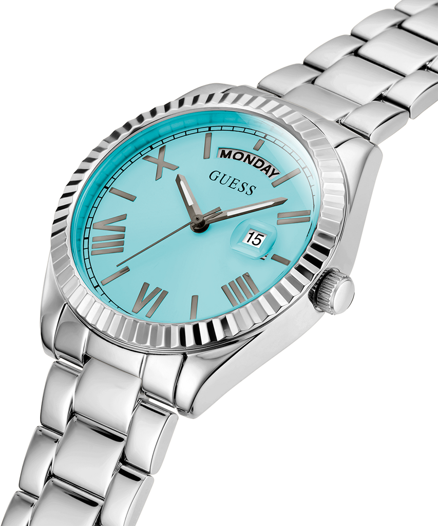 Guess Luna Quartz Blue Dial Silver Steel Strap Watch For Women - GW0308L4
