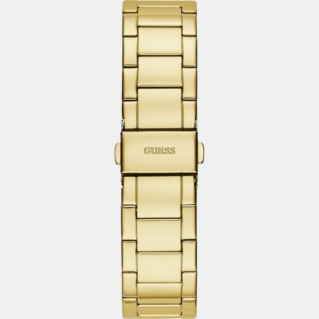 Guess Moonlight Multi Function Diamonds Gold Dial Gold Steel Strap Watch for Women - GW0320L2
