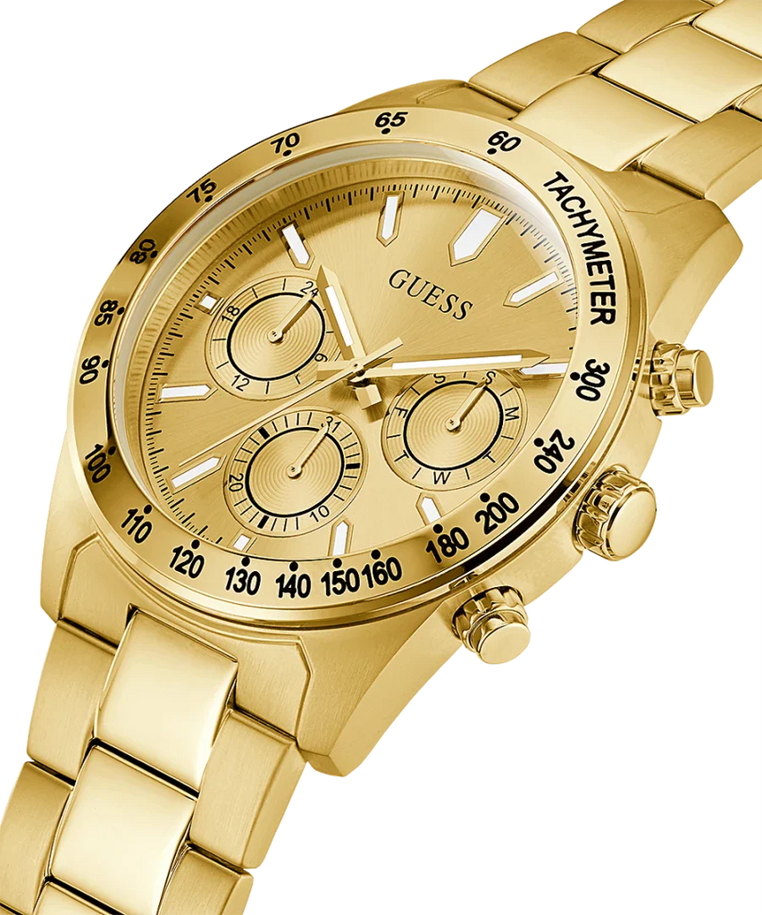 Guess Analog Chronograph Gold Dial Gold Steel Strap Watch for Men - GW0329G3