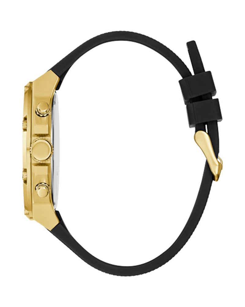 Guess Third Gear Multifunction Black Dial Black Rubber Strap Watch for Men - GW0334G2