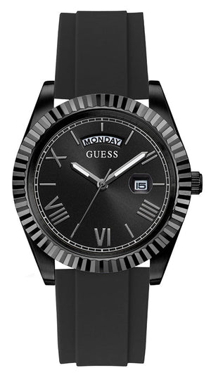 Guess Connoisseur Black Dial Black Silicone Strap Watch For Men - GW0335G1