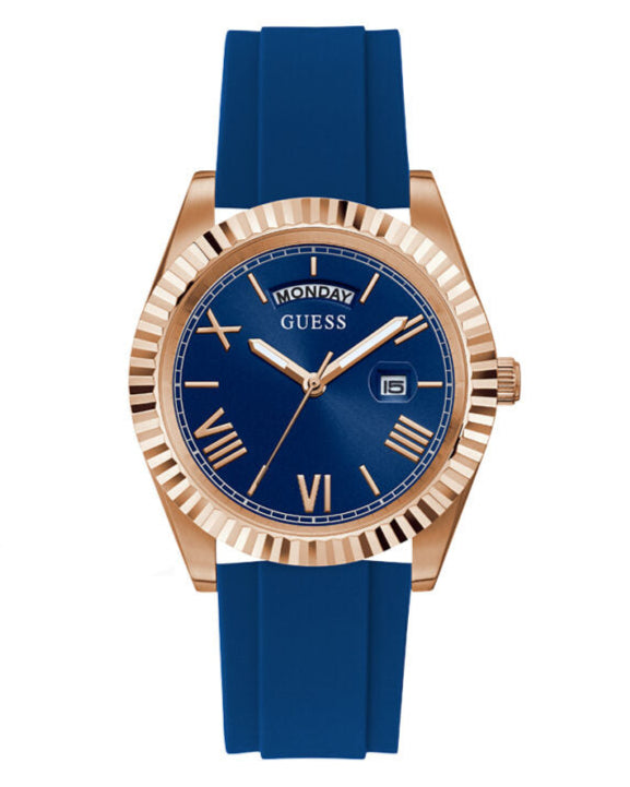 Guess Connoisseur Blue Dial Blue Silicone Strap Watch For Men - GW0335G2