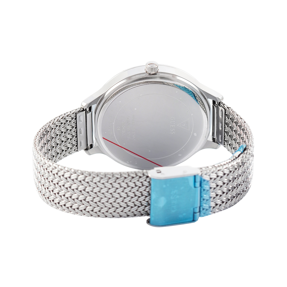 Guess Soiree Diamonds Silver Dial Silver Mesh Bracelet Watch for Women - GW0402L1