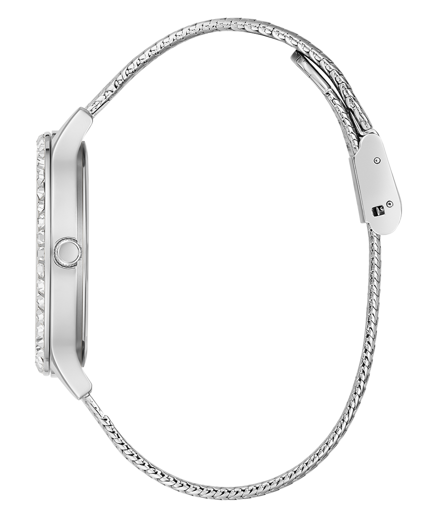 Guess Soiree Diamonds Silver Dial Silver Mesh Bracelet Watch for Women - GW0402L1