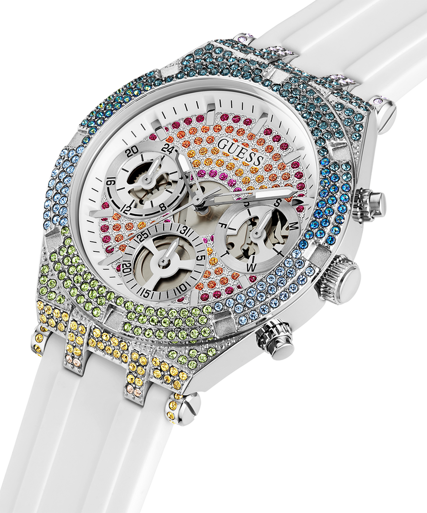 Guess Glitz Pride Limited Edition White Dial White Rubber Strap Watch for Women - GW0407L4