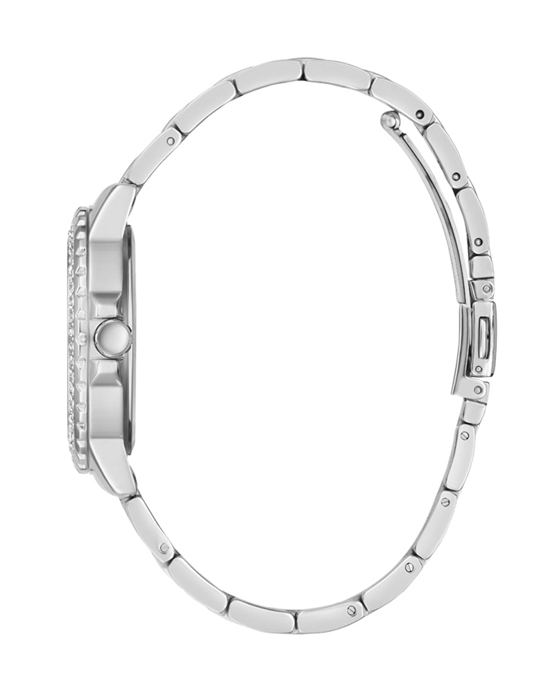 Guess Crown Jewel Diamonds Blue Dial Silver Steel Strap Watch for Women - GW0410L1