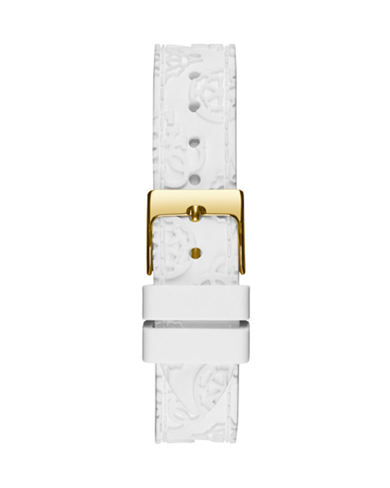 Guess Marina Multifunction White Dial White Rubber Strap Watch for Women - W1025L5