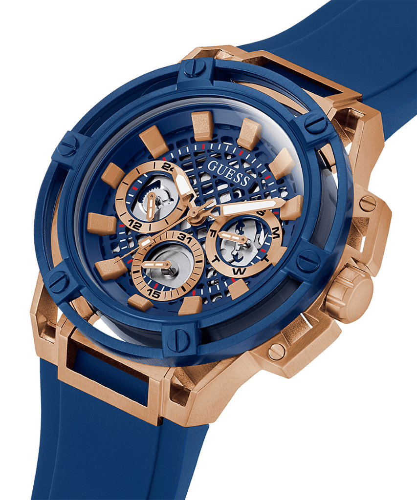 Guess Matrix Multifunction Blue Dial Blue Rubber Strap Watch For Men - GW0423G1