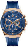 Guess Poseidon Chronograph Blue Dial Blue Silicone Strap Watch For Men - GW0425G3