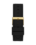 Guess Princess Crystals Gold Dial Black Silicone Strap Watch For Women - GW0439L2