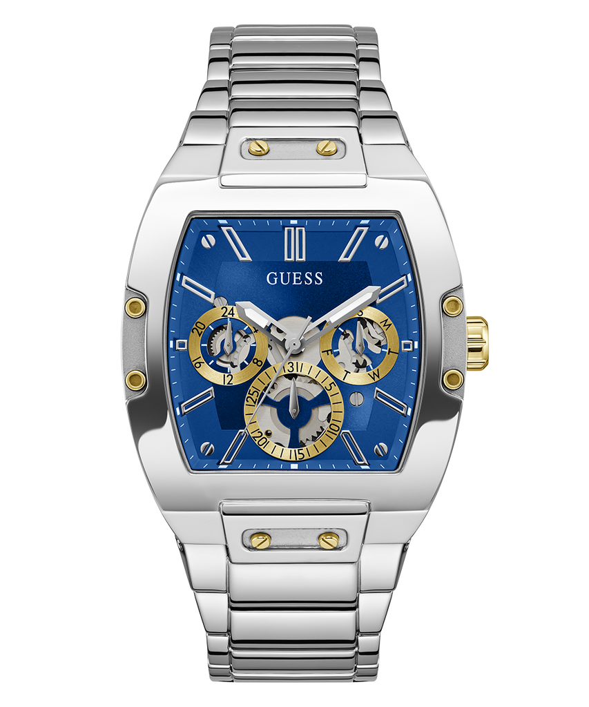 Guess Phoenix Multifunction Blue Dial Silver Steel Strap Watch For Men - GW0456G5