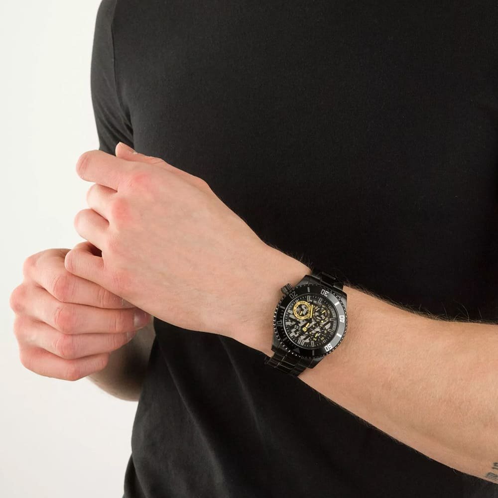 Guess Axel Multifunction Black Dial Black Steel Strap Watch For Men - GW0488G3