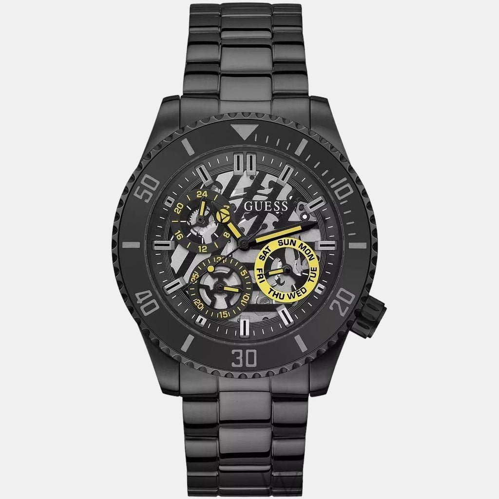 Guess Axel Multifunction Black Dial Black Steel Strap Watch For Men - GW0488G3