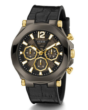 Guess Edge Chronograph Black Dial Black Leather Strap Watch For Men - GW0492G1
