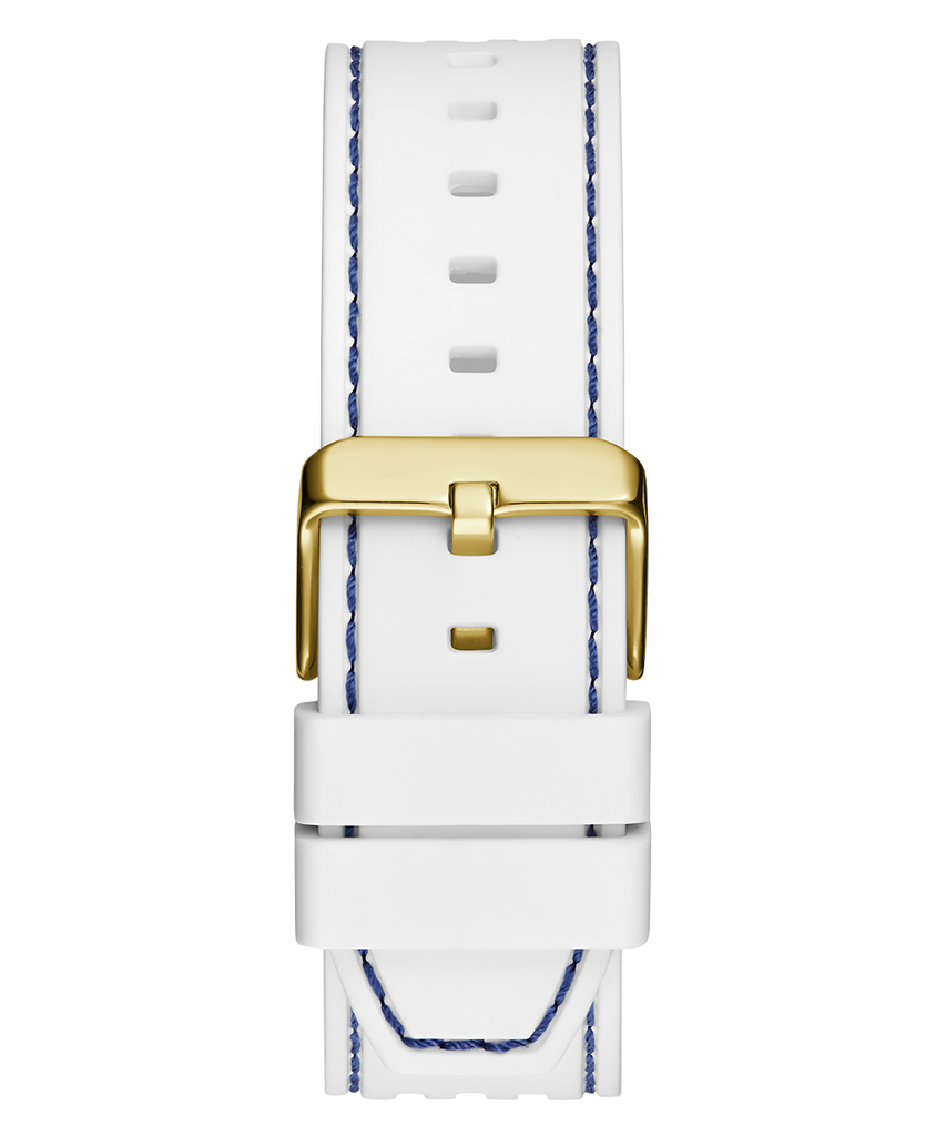 Guess Phoenix Multifunction Blue Dial White Rubber Strap Watch for Men - GW0499G6