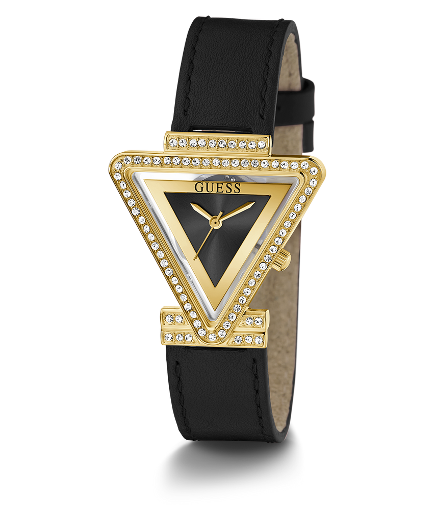 Guess Fame Quartz Black Dial Black Leather Strap Watch For Women - GW0504L5