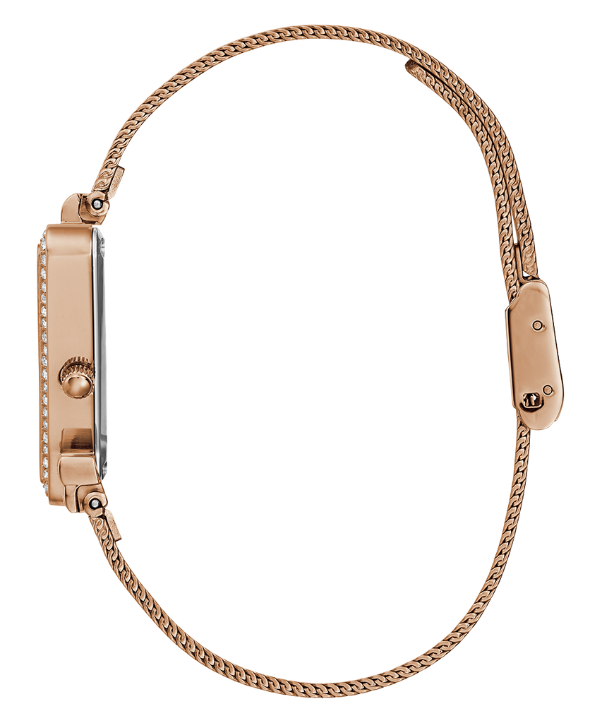 Guess Dream Crystals Rose Gold Dial Rose Gold Mesh Bracelet Watch For Women - GW0550L3