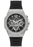 Guess Momentum Chronograph Crystals Black Dial Black Silicone Strap Watch For Men - GW0518G1