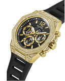Guess Momentum Chronograph Diamonds Black Dial Black Silicone Strap Watch For Men - GW0518G2