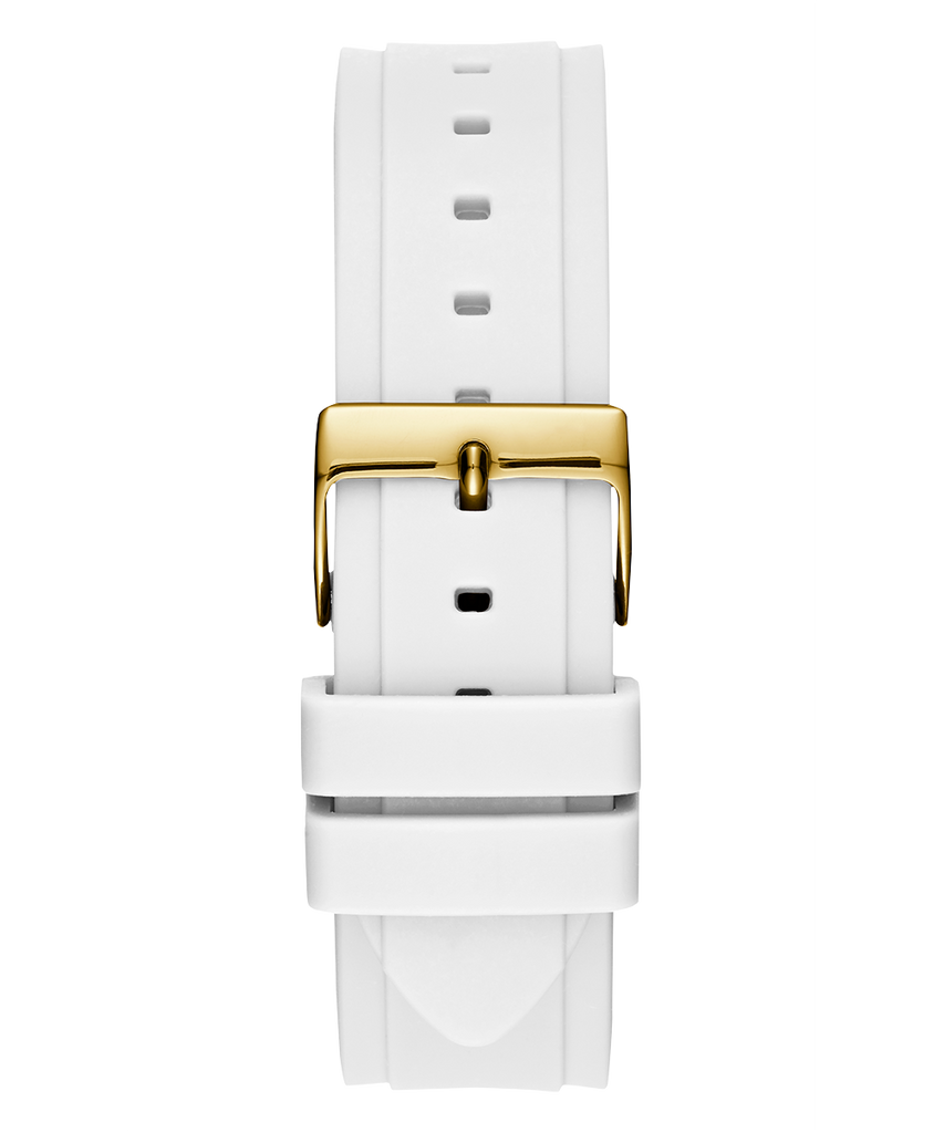 Guess Multifunction Gold Dial White Rubber Strap Watch for Women - GW0519L2